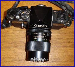 Vintage Canon F1 Camera with Vivitar 35mm 11.9 55mm Auto Wide Angle 28405427 Lens