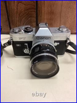 Vintage Canon FT QL 35mm Film SLR Camera FL 58mm F/1.2 Lens Flash Case Set
