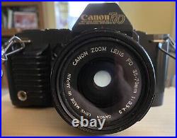 Vintage Canon T70 35mm Camera WithCanon FD 35-70mm 1 3.5-4.5 Lens, Plus Manual