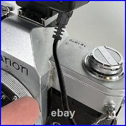 Vintage Canon TL QL 35mm Film Camera, Achiever 115A, Minolta APO lens & lowe bag
