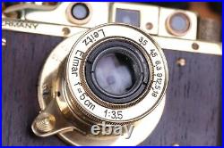 Vintage Film Leica camera rangefinder DRP Lens Elmar f3.5/50mm GOLD (Fed Copy)