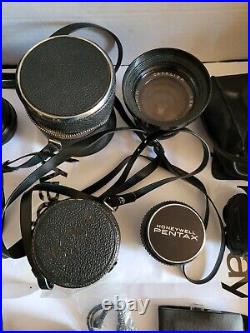 Vintage Honeywell Pentax Camera Lot Lenses, Flash, Many Extras