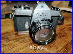 Vintage Honeywell Pentax Spotmatic 35mm Camera SPll, Case Strap & Lens