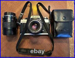 Vintage Japanese Minolta XGM SLR Film Camera with Zoom Lens & Minolta Flash Unit