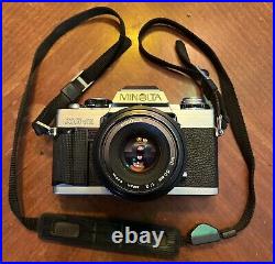 Vintage Japanese Minolta XGM SLR Film Camera with Zoom Lens & Minolta Flash Unit