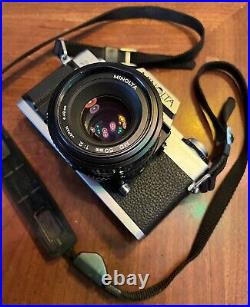 Vintage Japanese Minolta XGM SLR Film Camera with Zoom Lens & Minolta Flash Unit