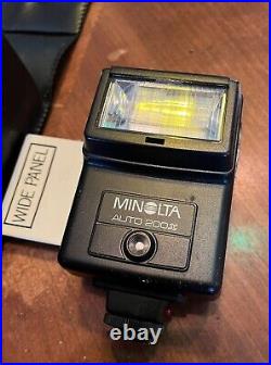 Vintage Japanese Minolta XGM SLR Film Camera with Zoom Lens & Minolta Flash Unit