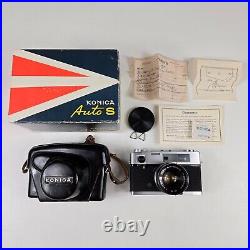 Vintage Konica Auto S 35mm Camera with Hexanon 47mm f/1.9 Lens Case & Box Working