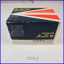 Vintage Konica Auto S 35mm Camera with Hexanon 47mm f/1.9 Lens Case & Box Working