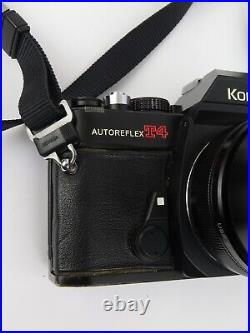 Vintage Konica Autoflex T-4 SLR 35mm Film Camera with Vivitar 28-85mm Macro Lens