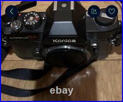 Vintage Konica Autoreflex T4 35mm Camera + 28mm Lens + 50mm Lens + Zoom Lens