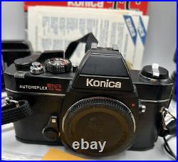 Vintage Konica Autoreflex TC Camera Set with Canvas Case, Lenses, Flash, Filter