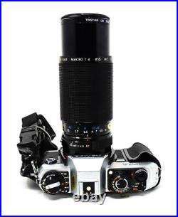 Vintage Konica FT-1 Motor 35mm SLR Camera With Kiron 80-200mm f/4.5 Macro 14 Lens