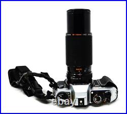 Vintage Konica FT-1 Motor 35mm SLR Camera With Kiron 80-200mm f/4.5 Macro 14 Lens