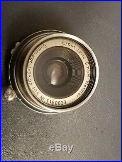 Vintage Leitz Summaron 35mm f/3.5 Lens for Leica Camera with Leather Case, Cap