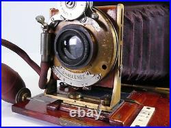 Vintage Lizars Challenge Tropical 1/4 Plate Wood & Brass Camera With Ross Lens