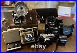 Vintage Lot Of Cameras 35MM, Lenses, Cases, Kodak, Yashica, Polaroid 1890s-1990