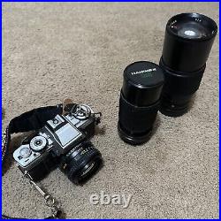 Vintage MINOLTA XG-M 35mm SLR Film Camera with MD 50mm 1.7 Lens+200& 300mm Xtr Len