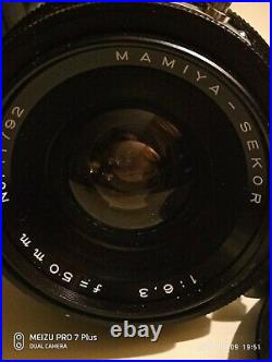 Vintage Mamiya press /23 wide angle Mamiya sekor 1.6.3 50mm lens+viewer+hood