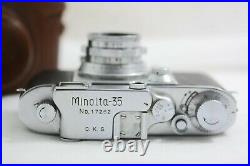 Vintage Minolta-35 Model E Rangefinder Camera With 45mm F2.8 Super Rokkor Lens
