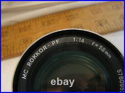 Vintage Minolta 58mm f/ 1.4 MC Rokkor-PF SLR Camera Lens