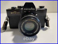 Vintage Minolta SR-T MC 35mm SLR Camera with MC Rokkor-X PF 50mm f/2.0 Lens + Ca