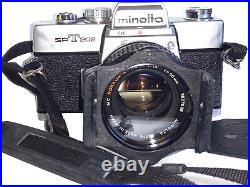 Vintage Minolta SR-T202 Film Camera Japan with ROKKOR-X 55mm Lens Skylight UV-Haze