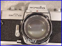 Vintage Minolta SRT-101 Camera With 3 Lens And Extras