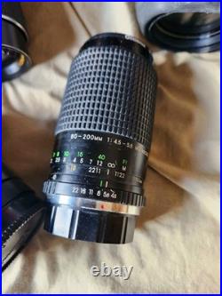 Vintage Minolta SRT 101 Chinon CS Maxxum QTsi 35mm SLR Cameras 5 Lenses Bag Lot