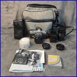 Vintage Minolta SRT 101 Film Camera Bundle with Lens, Flash, Case & Accessories