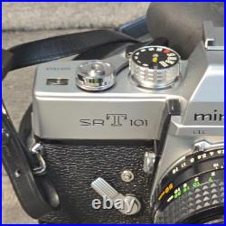 Vintage Minolta SRT 101 Film Camera Bundle with Lens, Flash, Case & Accessories