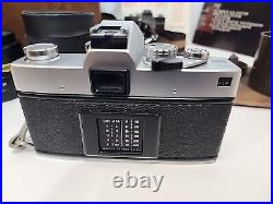 Vintage Minolta SRT 202 35MM CAMERA bundle with3 lenses, Leather case and manual