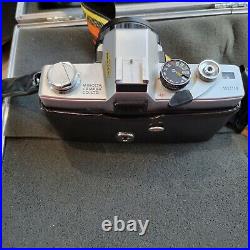 Vintage Minolta SRT101 Camera Case with Extra lens case and flash. With Manual