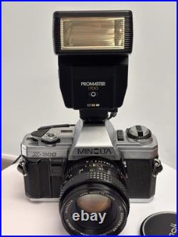 Vintage Minolta X-300 35mm SLR Camera with 50 mm lens + FLASH TESTED Vintage Minolta X-300 35mm SLR Camera with 50 mm lens + FLASH TESTED
