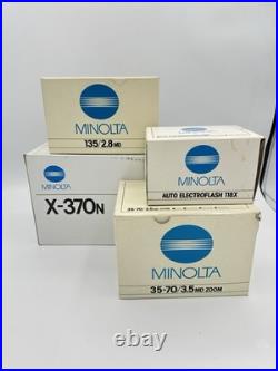 Vintage Minolta X370 N Film Camera with Multiple Lenses 135/35-70 & Flash
