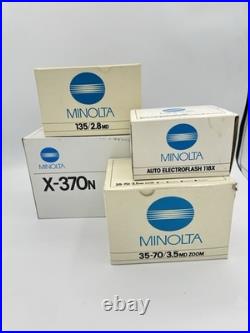 Vintage Minolta X370 N Film Camera with Multiple Lenses 135/35-70 & Flash