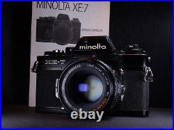Vintage Minolta XE-7 35mm Camera with Rokkor-X PF f=50mm 11.7 Lens & User Manual