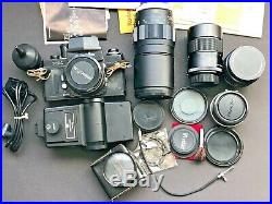 Vintage Minolta XK Camera, Lens, Vivitar Auto Thyristor, Accessories, Case