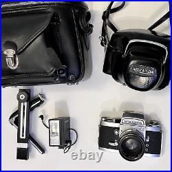 Vintage Miranda G T 35mm Film Camera Bundle 50mm Lens, case, bag, accessories