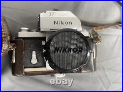 Vintage NIKON F 35MM FILM CAMERA With 28mm lens & case looks clean
