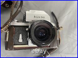 Vintage NIKON F 35MM FILM CAMERA With 28mm lens & case looks clean