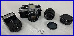 Vintage NIKON FG-20 Film Camera 35mm with50mm + Wide Angle + Tele-converter Lens