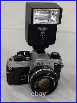 Vintage NIKON FG-20 Film Camera 35mm with50mm + Wide Angle + Tele-converter Lens