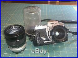 Vintage Nikomat FT SLR Camera with2 Nikkor Lenses 12 35mm, Auto 12.8 135mm Works
