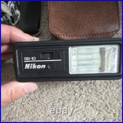 Vintage Nikon AP 35mm SLR Film Camera Black with Nikkor 50mm Lens SB-10 Flash Case