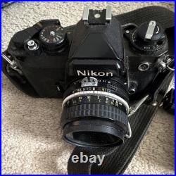 Vintage Nikon AP 35mm SLR Film Camera Black with Nikkor 50mm Lens SB-10 Flash Case
