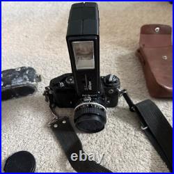 Vintage Nikon AP 35mm SLR Film Camera Black with Nikkor 50mm Lens SB-10 Flash Case