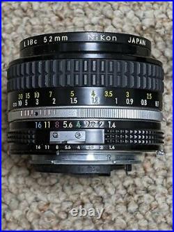 Vintage Nikon Body Nikkor Camera Lens 50mm f/1.4 MF Manual Focus Soligor Case