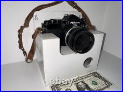 Vintage Nikon Camera Nikkor 50mm 12 Lens Japan Wooden Stand Lester A. Dine