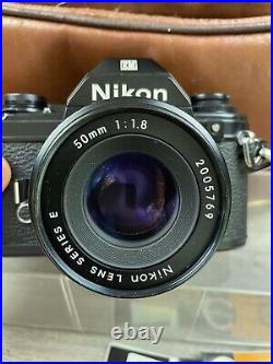 Vintage Nikon EM 35mm Camera Made In JAPAN Series E 50mm Lens + Filters & More